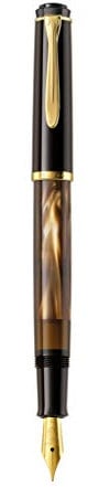 Pelikan Füllhalter Classic 200, Braun-Marmoriert, Feder M (mittel), hochwertiger Kolbenfüller im Geschenk-Etui, 808897