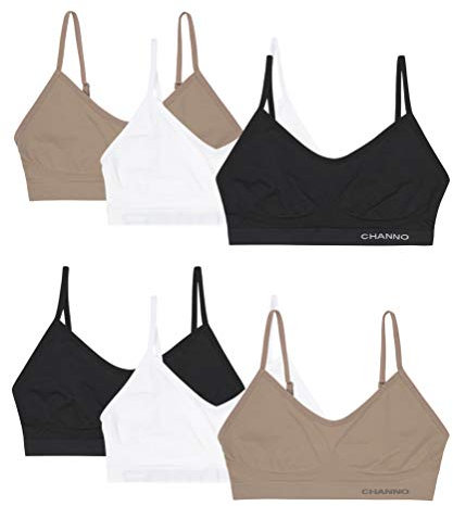 Channo Soutiens-Gorge Invisibles sans Coutures, sans Coussinets et sans Armatures en avec Bretelles réglables - Lot de 6, Assorti, S/M