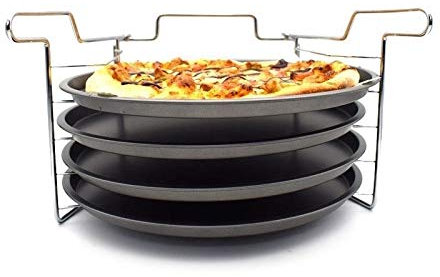 QSCTYG Moldes para Pizza 12 Pulgadas 4PCS / Set de Acero al Carbono Antiadherente Pizza Bandeja de Horno Pan Pizza Platos Placa de Soporte for Hornear Inicio hornada de la Cocina Herramientas 12