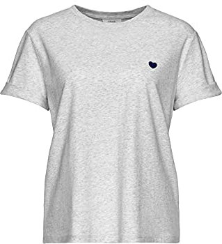 OPUS Damen Kurzarmshirt | T-Shirt SERZ Regular aus Organic Cotton Easy Grey, 44