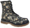 Cipriata Annetta - Botines altos con cordones y cremallera de 8 ojos para mujer, Negro Bronce Floral, 39 EU