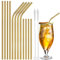 ecooe Metall Strohhalme Wiederverwendbar Trinkhalme Edelstahl 12er Goldener Dünne Trinkröhrchen Set Party Strohhälme BPA-free mit 2 Reinigungsbürste Spülmaschinenfest, für Cocktail, Smoothie und Säfte