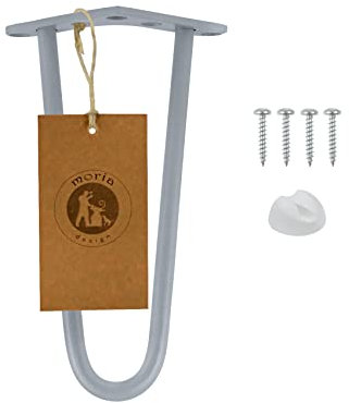 Moria Hairpin Leg 1 Stück | Möbelfüße, Tischbeine von 10 bis 80 cm | für Schrank, Hocker, Nachttisch, Couchtisch | Tischfüße mit Bodenschoner und Schrauben | 30 cm - 2 Streben (Metall, Grau)
