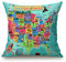 Karte der Vereinigten Staaten Kissenbezug 45,7 x 45,7 cm, Cartoon Fun Facts Geographie USA Karte Dekor Leinen Kissenbezug für Sofa Couch Bett