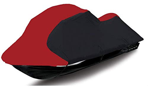FBKPHSS 210D Jetski Bootsabdeckung, Wasserdichtes Und Haltbares Jet Ski Cover Oxford-Tuch Jet ski-Abdeckung für Waverunner, Sea DOO, Jetski, Yamaha,Red+Black,137 to140