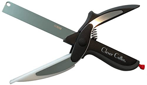 Clever Cutter Couteau et planche à découper 2 en 1 : l'original hache rapidement vos fruits, légumes, viandes, fromages et plus encore préférés en quelques secondes, remplacez vos couteaux de cuisine