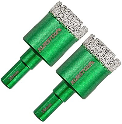 KURSTOL Forets Diamant Boîte - 2pcs 28MM Trepan Carrelage Diamant Tige Triangle Scie Cloche Diamant pour Perçage à sec en Porcelaine Carrelage Granit Marbre