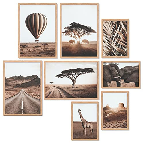 Heimlich® Premium Poster Set OHNE Bilderrahmen | 4 x DIN A3 & 4 x DIN A4 - ca. 30x42 & 21x30 | Stilvolle Poster Collagen mit modernen Bilder als Wanddeko |» Tierwelt «