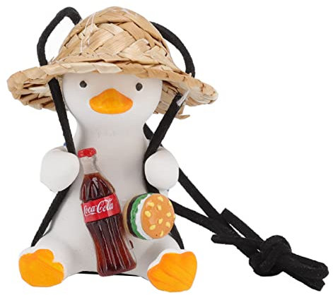 Jauarta Auto Hängendes Ornament, Süße Schaukel-Ente Dekor Fliegende Ente zum Innenrückspiegel, Auto Ente Autospiegel Hängendes Zubehör, Lustige Geschenke Swinging Duck (Cola-Burger)