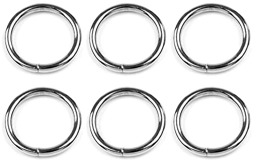 SolaDirect 6 Pcs Buckles Set for 25 mm / 1 Webbing Strap, 6 x O Rings, Metal, Silver, Bag Making, Accessories, Straps, DIY, Crafts