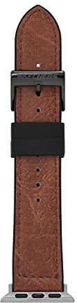Skechers Apple Watch Compatible Band, Brown Leather & Silicone, 38/40/41mm, Standard Buckle, One Size, Casual, Unisex