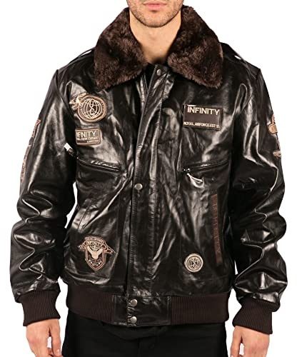 TruClothing.com Men's Bomber Jacket Outwear Windproof Winter Air Force Aviator Real Leather Jackets Coat