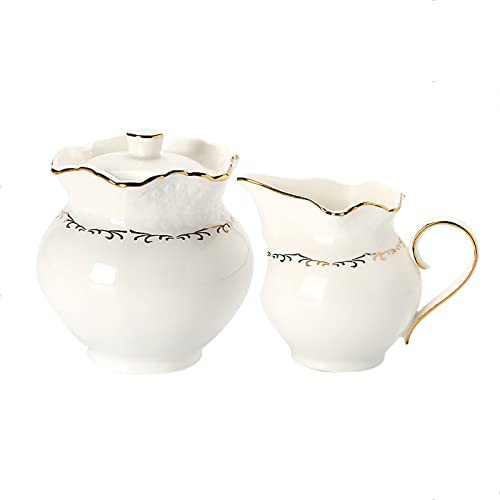 Pot à épices en porcelaine, pot à sucre, sucrier en céramique avec couvercle et pot à lait, pot à crème et à sucre, pot à sucre pot à crème, service à café, pichet à crème - pot à lait blanc ( Color :