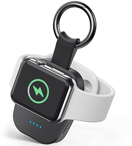 Hagibis - Caricabatterie wireless per Apple Watch, compatto, magnetico, 1200 mAh, con portachiavi, compatibile con Apple Watch Series 1/2/3/4/5/6/7/8/SE