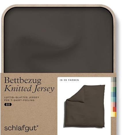 schlafgut Knitted Jersey Bettwäsche 135x200cm Bettdecke Bezug einzeln, Multicolor Uni, weich und faltenfrei mit Elasthan (Sand Deep, 200x200)