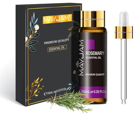 MAYJAM Olio Essenziale Di Rosmarino 10ml, Olio Di Rosmarino Per Diffusori, Umidificatori, Fai Da Te, Casa, Guardaroba