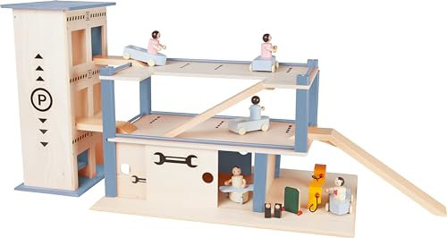 Rülke Holzspielzeug Parkhaus mit Garage, Blau