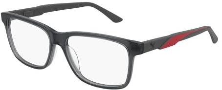 Puma Brille mit Sehstärke für Unisex optional mit Sonnenbrillentönung oder Blaulichtfilter, Rechteckig, gefertigt aus Acetat, Modell: PU0341O (inklusive Brillenetui)