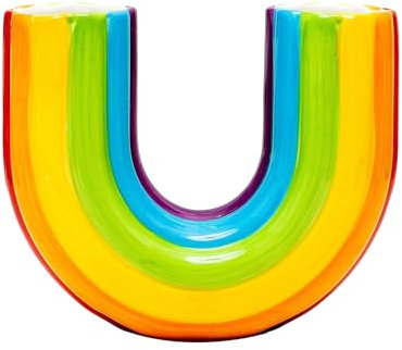AONYAYBM Regenbogen-Deko-Vase, Flippiges Blumenvasen-Dekor, Bunte Vase in U-Form, Niedliche Blumenvase, Einzigartige Regenbogen-Dekoration für Wohnzimmer, Tischdekoration, Couchtisch-Dekoration