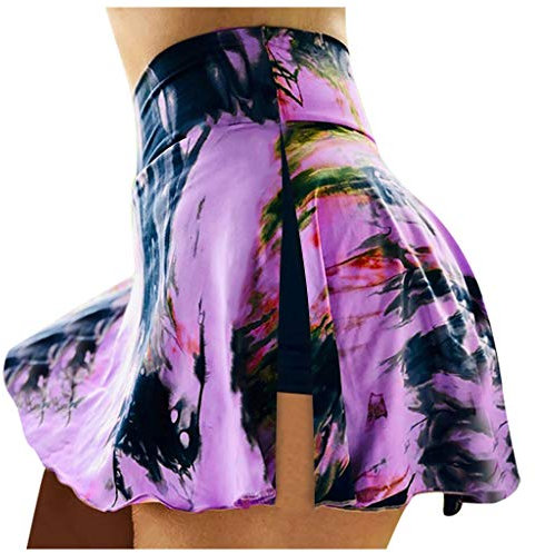 Sportrock Damen Mit Hose - Tankini Damen Mit Shorts Große Größen - Sportlich Sommer Batik Bikini Rock Tennis Hosenrock Kurz Minirock Sommerrock Skater Tennisrock Outdoor Laufrock 2 In 1 Röcke Leggings