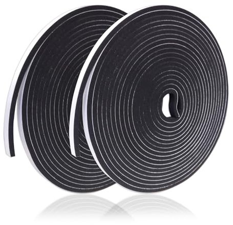Burlete Sellado Ventanas, Cinta Adhesiva de Espuma Autoadhesiva, 2 Rollos 6 mm x 3 mm x 5 M Puertas Ventanas Aislante Tira Sellado para Ventanas, Aislante, Anti Frío, Agua, Ruido y Colisión