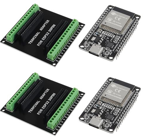 2 Sets 30PIN ESP32 ESP-32S Typ-C USB CP2102 Entwicklungsboard + ESP32 Breakout Board Shield GPIO 1 in 2 Board 2.4GHz WiFi Bluetooth Dual Core