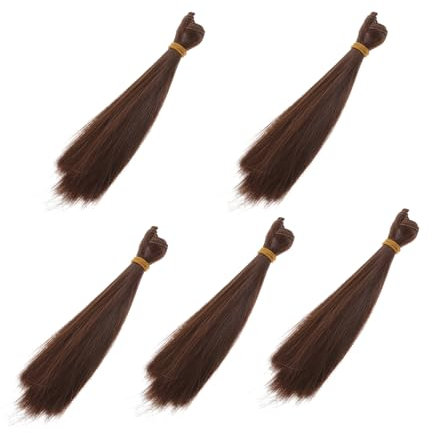 BELLIFFY 5 Stück 15 cm Perücke Puppenhaarverlängerung Puppenhaar DIY Perücken Puppenperücke Ornamente Glattes Haar Perücke Dekorative Puppenperücken Kleine Puppenperücken Gerades