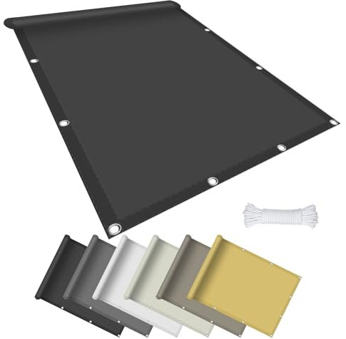 Vela Ombreggiante 140 x 300 cm Tenda da Sole Parasole, Rettangolare Impermeabile con Occhielli, Pes Protezione UV 98%, per Giardino Terrazzo e Campeggio, Grigio Scuro