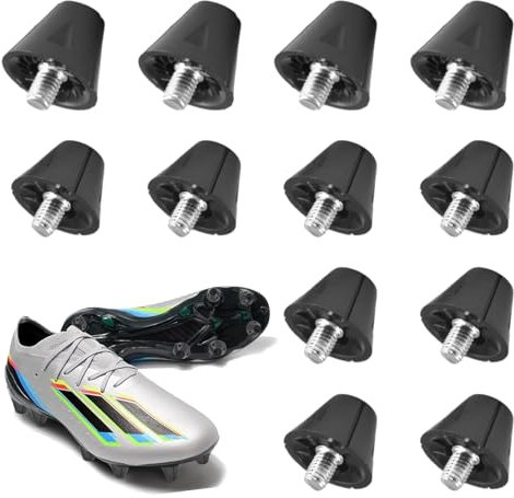 VidFair Football Boots Studs Replacement 12PCS Soft Ground Thumb Rubber Football Plastic Nylon Rugby Boots Studs Replacement for Men Boy Kids Adults Shoes 2 Sizes Black 5mm Screws 8Pcs 13mm&4Pcs 16mm