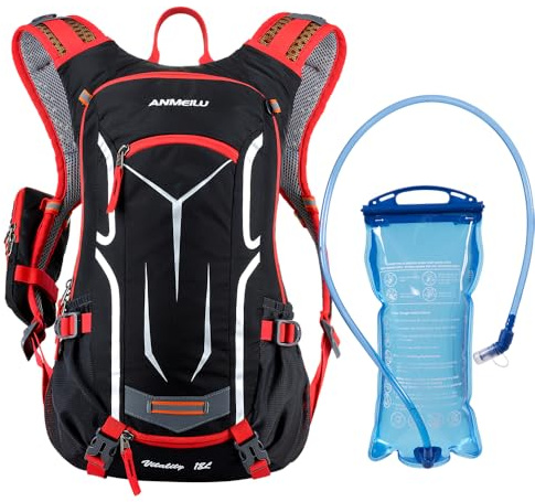 ANMEILU Outdoor Radfahren Trinkrucksack 18L Fahrradrucksack Schwarz Verstellbare Träger Wandern Radfahren Mountain Trekking