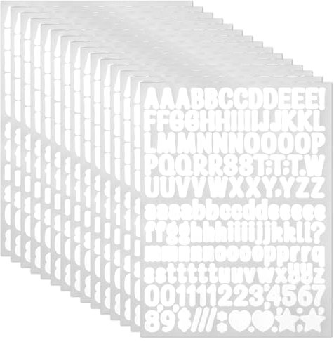 15 Blatt Buchstabenaufkleber, Vinyl-Buchstaben Sticker Weiße Wasserfeste Buchstabenaufkleber Selbstklebende Buchstaben Aufkleber für Außenschilder Briefkästen Adressnummern DIY Scrapbooking