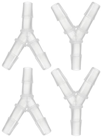 PATIKIL 3/8 Raccord en T en Plastique avec Embout de Tuyau, 4 Pièces Égal en Forme de Y 3 Voies Joint de Raccord Mender Adaptateur Union Intersection Barbed Split pour Air, Transparent