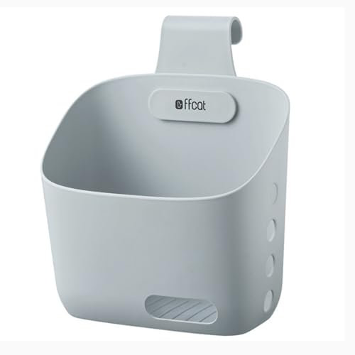 Piccolo cestino sospeso in plastica con gancio, salvaspazio, impilabile, piccolo cestino da appendere con gancio, foro di scarico, vaso da appendere per bagno, cucina, dormitorio (grigio grande)