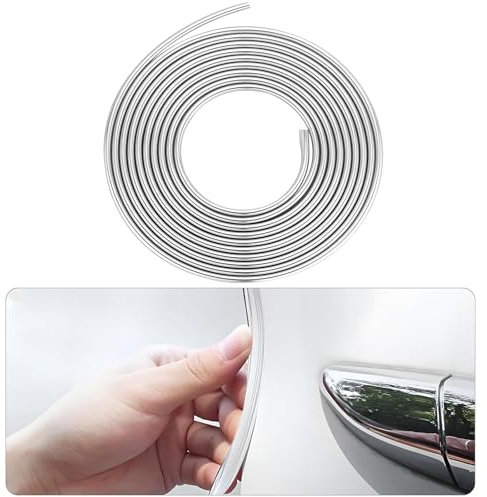 10M Silber Auto Autotür Kantenschutz Karosserie Anti-Kratz Tür Antikollisionsstreifen Galvanisierter Zierstreifen, geeignet für Auto SUV MPV, Tür, Kofferraum, Motorhaube