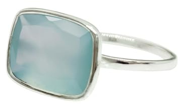 Aqua Chalcedon Ring 925 Sterling Silber Ring Schlichter Alltagsring für Frauen Weihnachtsgeschenk für Sie Handgefertigter Freundschaftsring Edelsteinring