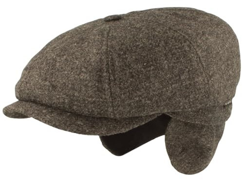 Breiter Winter Schiebermütze Flatcap Schirmmütze Sympatex Membran & ausklappbarem Ohrenschutz 8-TLG Schiebermütze aus Wolle 62
