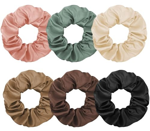 LOPHE Satin Hair Scrunchies Damen, 6er Set Satin Haargummis Weich Haarschmuck, Elastische Silk Pferdeschwanzhalter Haarbänder ohne Abdrücke Geschenk für Mädchen, Frauen(D)