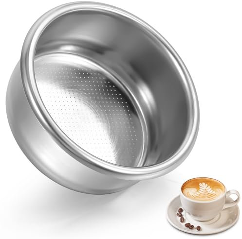 Oruola 54mm Stainless Steel Coffee Filter Basket, Metal Coffee Filter for Portafilter Machines, Pressurized Porous Double Cup Design, Paperless & Permanently Reusable