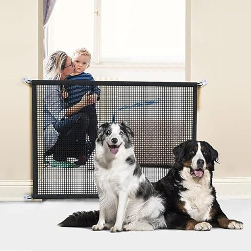 Hunde Türschutzgitter Türschutzgitter Ohne Bohren Treppenschutzgitter Hund Tragbarer Hundeschutzgitter Sicherheitsgitter für Treppen Treppenschutzgitter Ohne Bohren für Treppen Türen Flur 110 x 76 cm