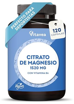 Magnesiumcitrat 1520mg pro Tagesdosis - Mit Vitamin B6 - Für Sportler | Muskelnfunktion, Nerven & Energie - Laborgeprüft - Ohne Zusatzstoffe - 120 vegane Kapseln - Vitavea