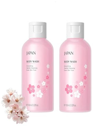 Japan Hautpflege, Zartschäumendes Duschgel mit Kirschblüten-Extrakt, Feuchtigkeitsspendende Body Wash mit Süßmandelöl, Schaum für Weiche Haut, Sanfter Kirschblütenduft 24h, pH-neutral (100ml×2)