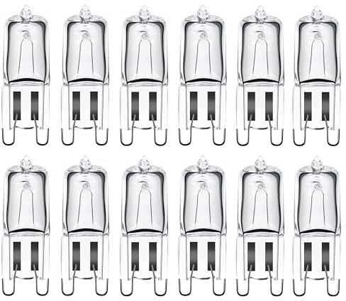 Unibulb Halogen G9 300℃ Heat Tolerant Chandelier/Oven/Microwave Capsule Light Bulb 180lm 25W 2800K (Warm White), 2000hr Life, Pack of 12
