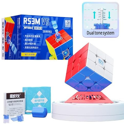 Zauberwürfel, Moyu RS3M V5 3x3 Speed Cube Stickerless Magnetic Dual Adjustment Professioneller würfel 3D Puzzles Sequenzielle für Zauberwürfel Liebhaber (Magnetic Dual Adjustment Version)