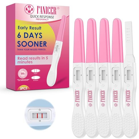 5 Pièces Test De Grossesse, Tests De Grossesse Détection Précoce Sensibilité, Pregnancy Test, Emballés individuellement Pregnancy Test, Fiable Et Rapide, Rose