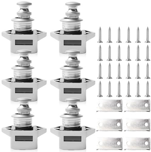 6 Stück Push Lock Schloss, Wohnmobil Schlösser, Push Lock Schloss Wohnmobil, RV Cabinet Catch Verriegelung Druckknopf Verriegelung für Tür/Schrank/Wohnmobil/Yacht