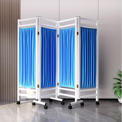 Faltbare, tragbare Wandtrennwand mit Rädern, freistehender temporärer Raumteiler, rollbarer medizinischer Raumteiler, Sichtschutz für Schönheitssalons, Spa, Nagelstudio(White,4-panel)