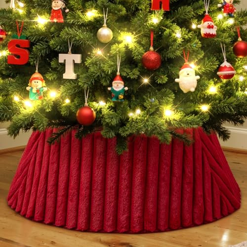 Lanpn Weihnachtsbaum Kragen Ø75cm Weihnachtsbaumdecke christbaumdecke Zusammenklappbar Weihnachtsbaum Korb Weihnachtsbaumständer für Urlaub Innenbereich Zuhause Neujahr Weihnachtsdekoration (Rot)
