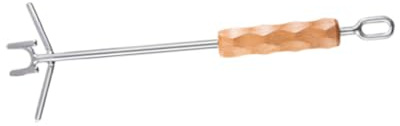 FIXOSHEE Edelstahl Topfdeckelheber mit Doppeltem Haken Hitzebeständig und Rutschfest Verlängert für Schwere Dutch Oven und Grillkessel Sicherer Holzgriff für Outdoor Camping und Grillen