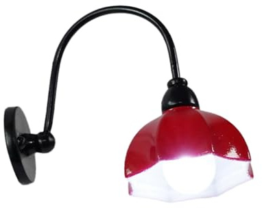 F Fityle 1/12 Puppenhaus Miniatur Wandleuchten LED Wandlampe Mini Spielzeug Puppenhaus Zubehör für Schlafzimmer Haus Wohnzimmer Mikrolandschaft, Rot