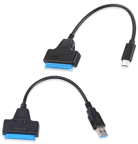 HEUIOP USB 3.0&Type C 3.0 to SATA Adapter Cable Hard Drive Cable&Recovery High-Speed Data Transfer for 12V/2A Power Supply 3.5 HDD&2.5 HDD/SSD Compatible for Windows, Macos and Linux, Support UASP